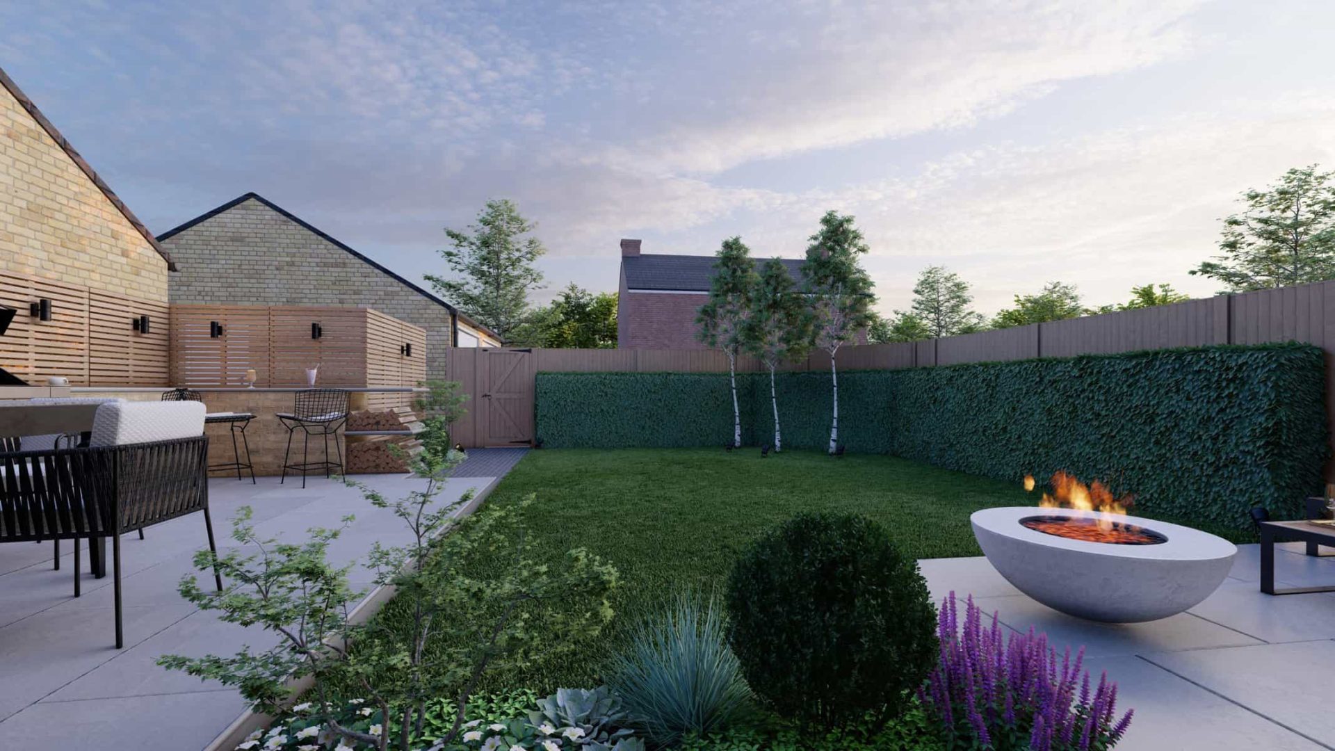 Newbuild Entertaining Space garden design project