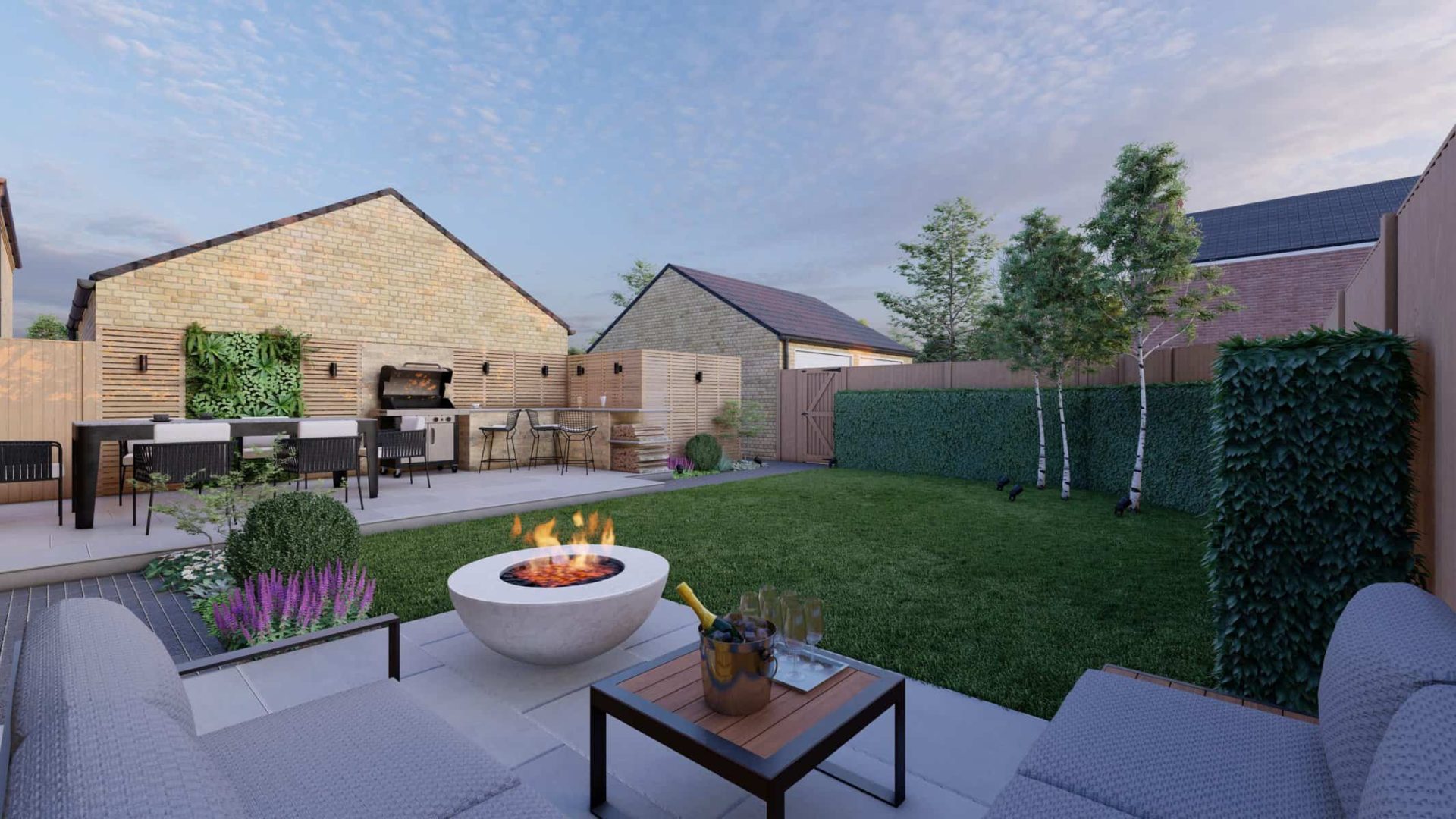 Newbuild Entertaining Space garden design project