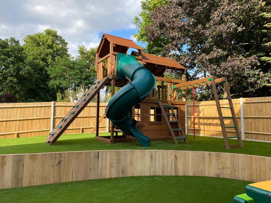 Garden structure in a landscaped outdoor space