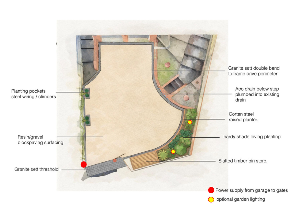 Garden design plan for the Permeable Driveway with Room to Turn project in Hitchin.