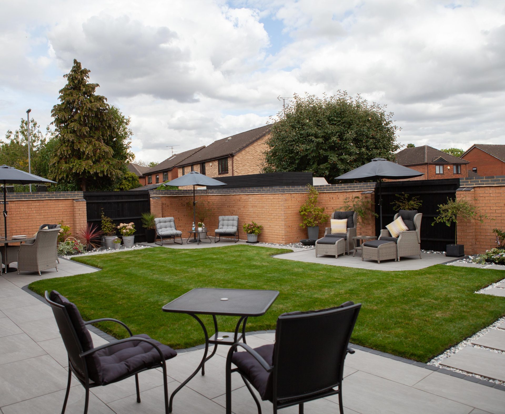 Hertfordshiredrivesandlandscapes Luton Nj in the finished Three Patios & Central Lawn garden in Luton.