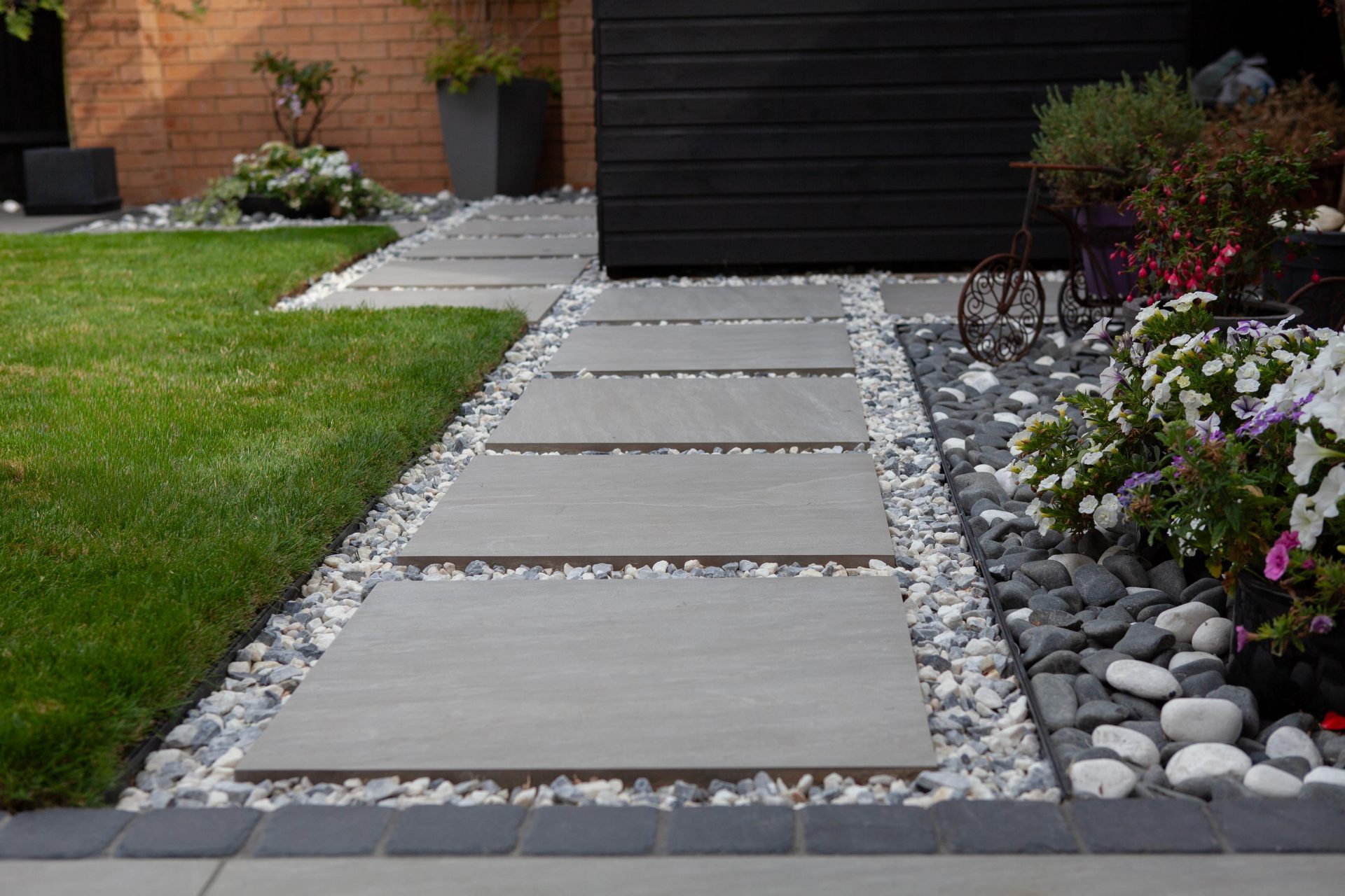 Hertfordshiredrivesandlandscapes Luton Nj in the finished Three Patios & Central Lawn garden in Luton.