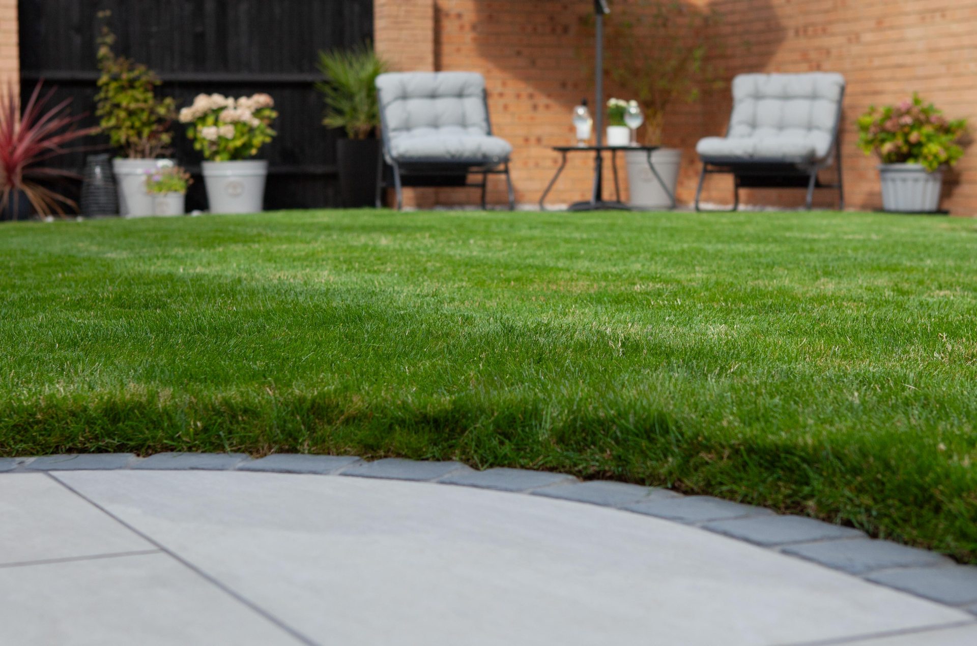 Hertfordshiredrivesandlandscapes Luton Nj in the finished Three Patios & Central Lawn garden in Luton.
