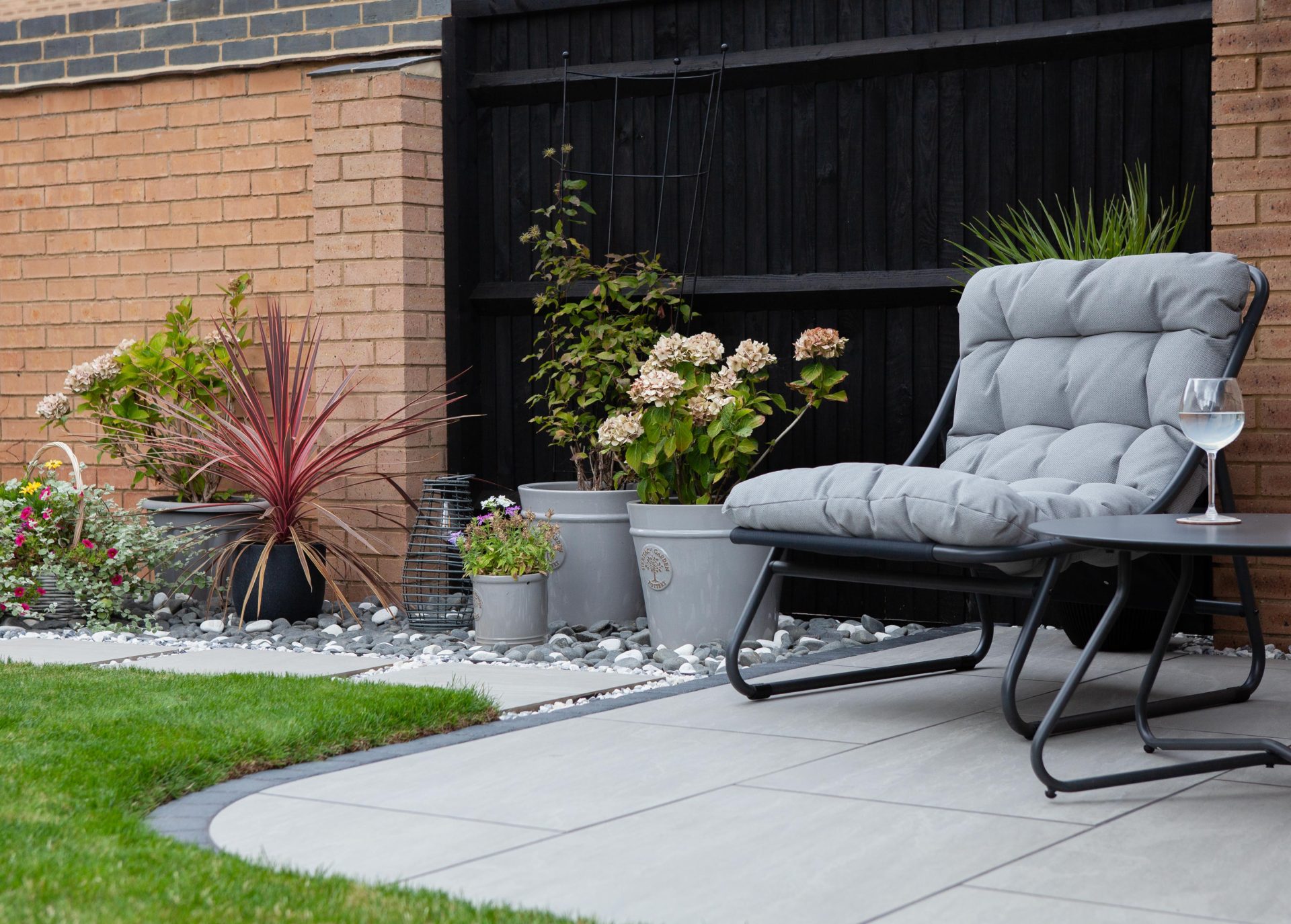 Hertfordshiredrivesandlandscapes Luton Nj in the finished Three Patios & Central Lawn garden in Luton.
