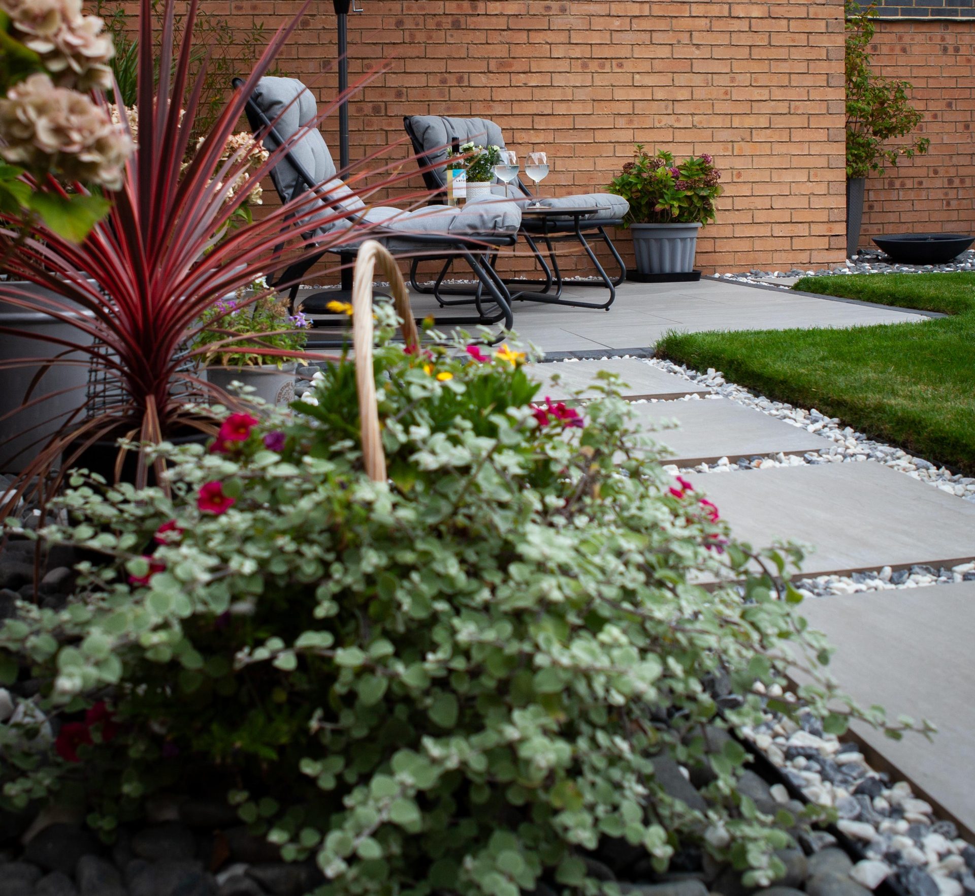 Hertfordshiredrivesandlandscapes Luton Nj in the finished Three Patios & Central Lawn garden in Luton.
