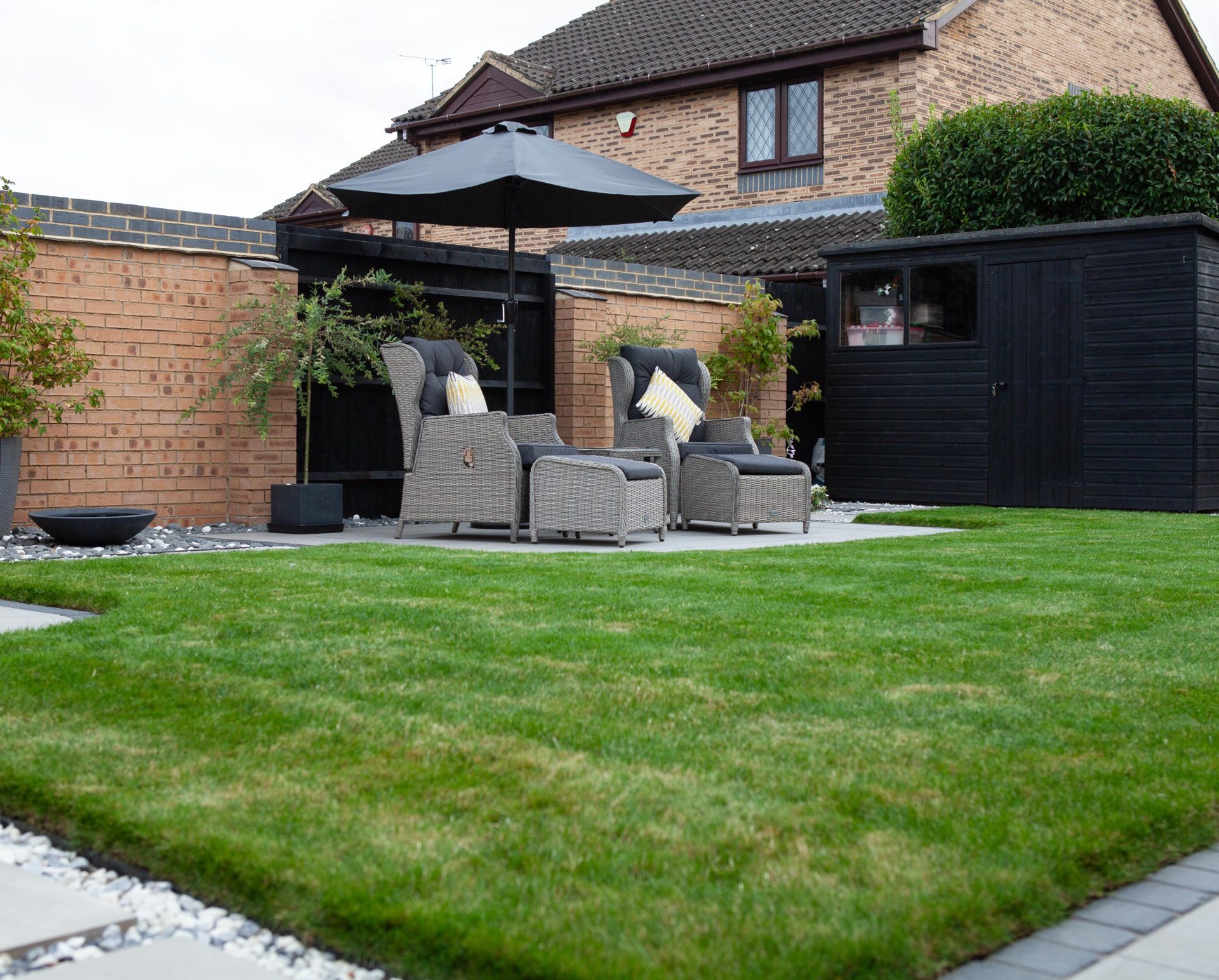 Hertfordshiredrivesandlandscapes Luton Nj in the finished Three Patios & Central Lawn garden in Luton.