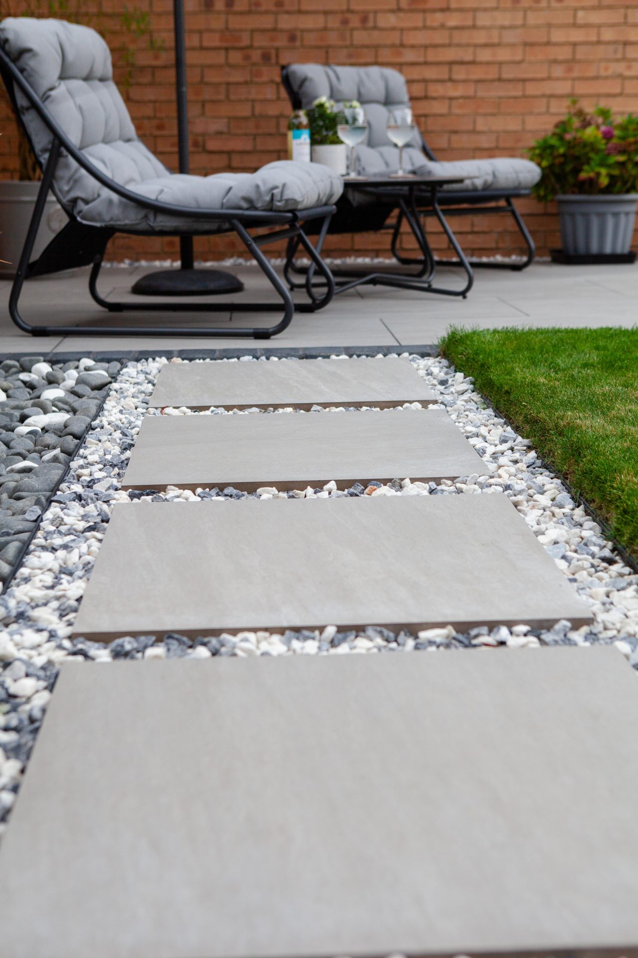 Hertfordshiredrivesandlandscapes Luton Nj in the finished Three Patios & Central Lawn garden in Luton.