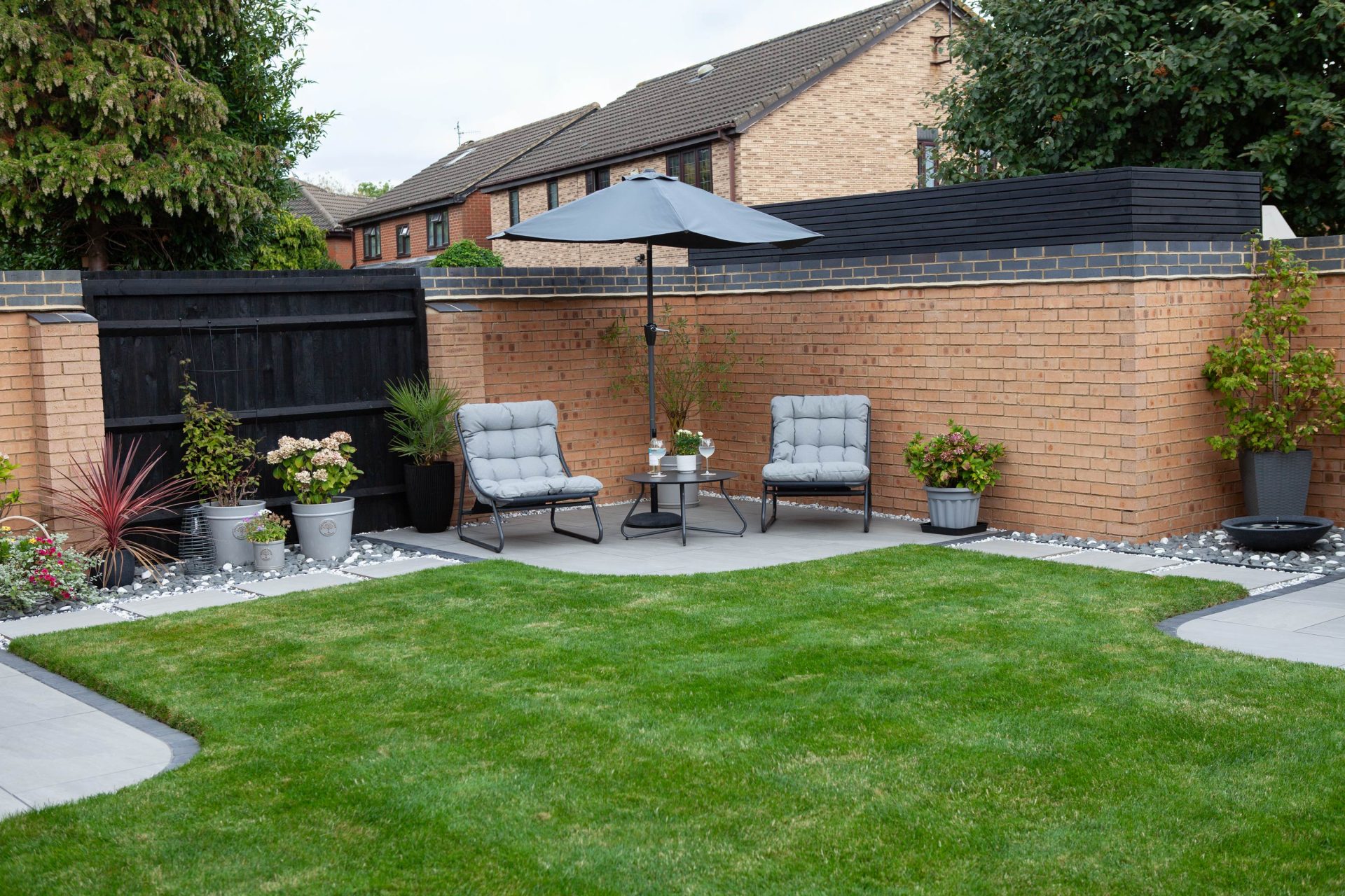 Hertfordshiredrivesandlandscapes Luton Nj in the finished Three Patios & Central Lawn garden in Luton.