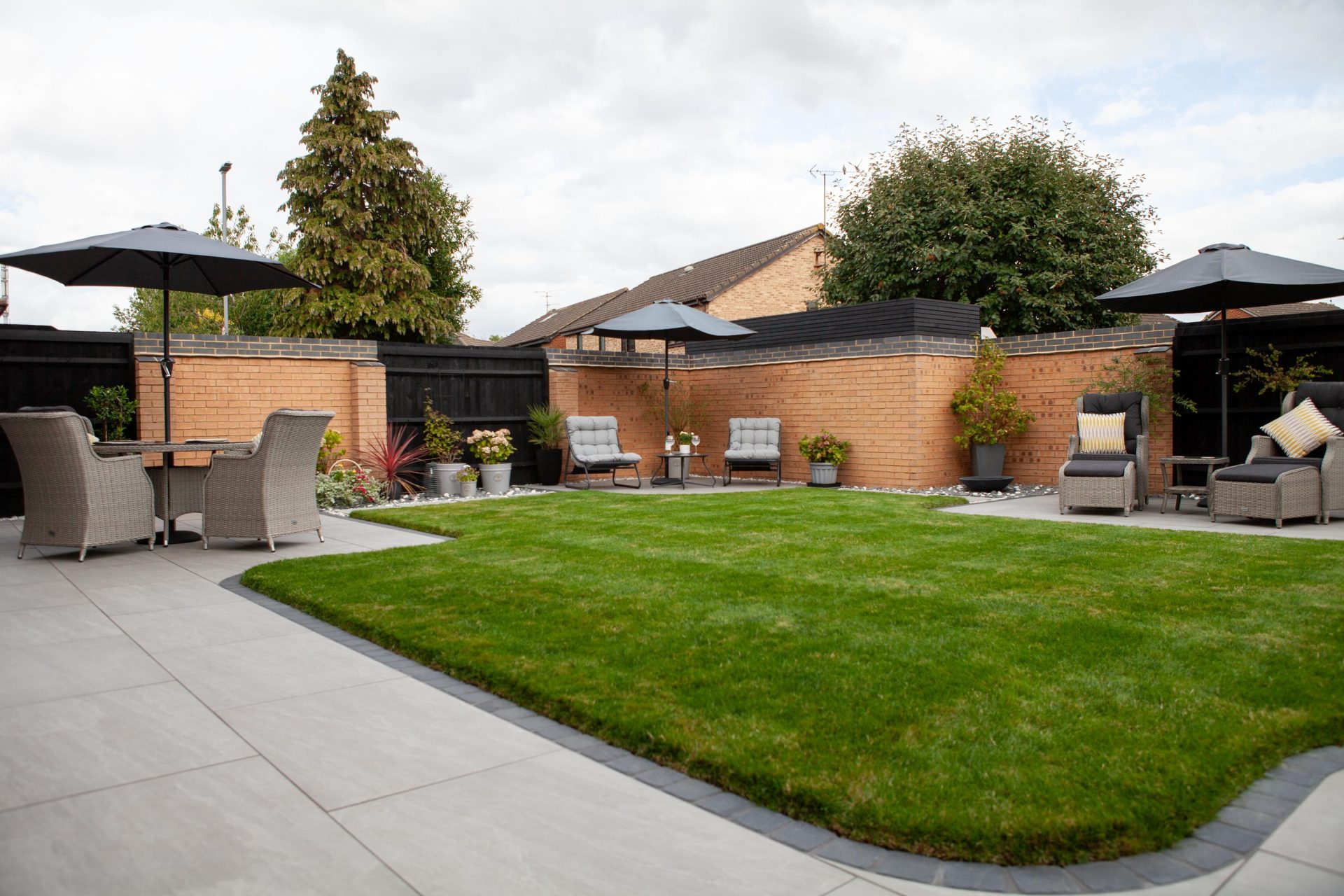 Hertfordshiredrivesandlandscapes Luton Nj in the finished Three Patios & Central Lawn garden in Luton.