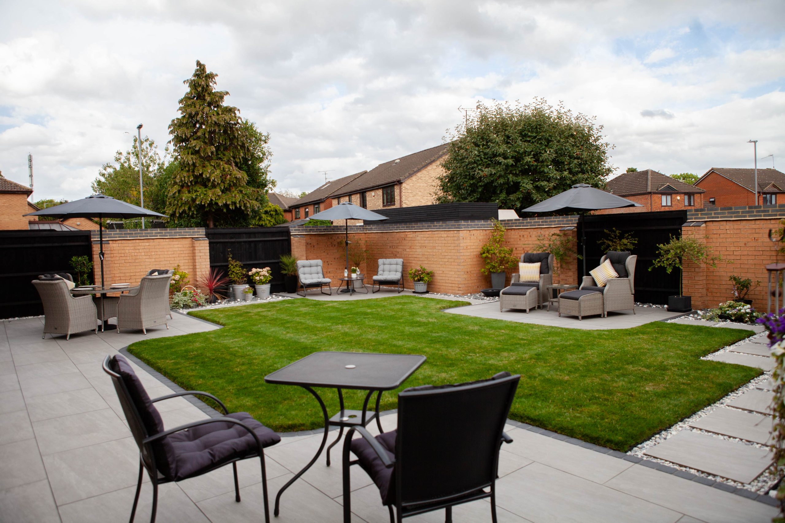 Hertfordshiredrivesandlandscapes Luton Nj in the finished Three Patios & Central Lawn garden in Luton.