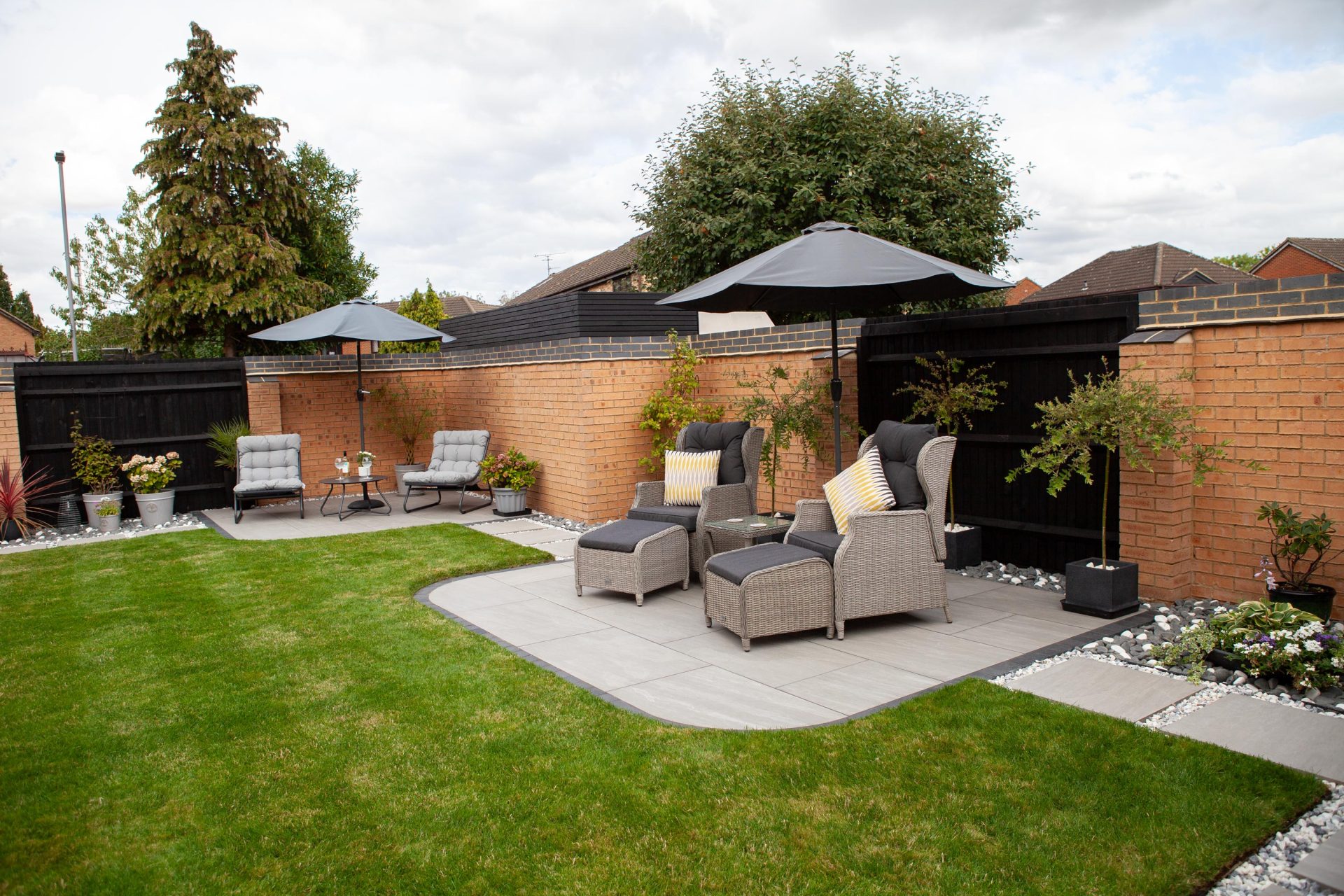 Hertfordshiredrivesandlandscapes Luton Nj in the finished Three Patios & Central Lawn garden in Luton.