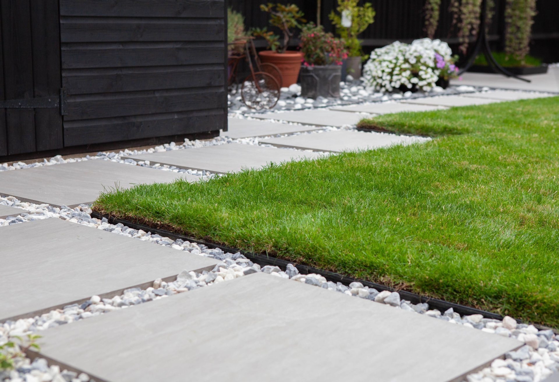 Hertfordshiredrivesandlandscapes Luton Nj in the finished Three Patios & Central Lawn garden in Luton.