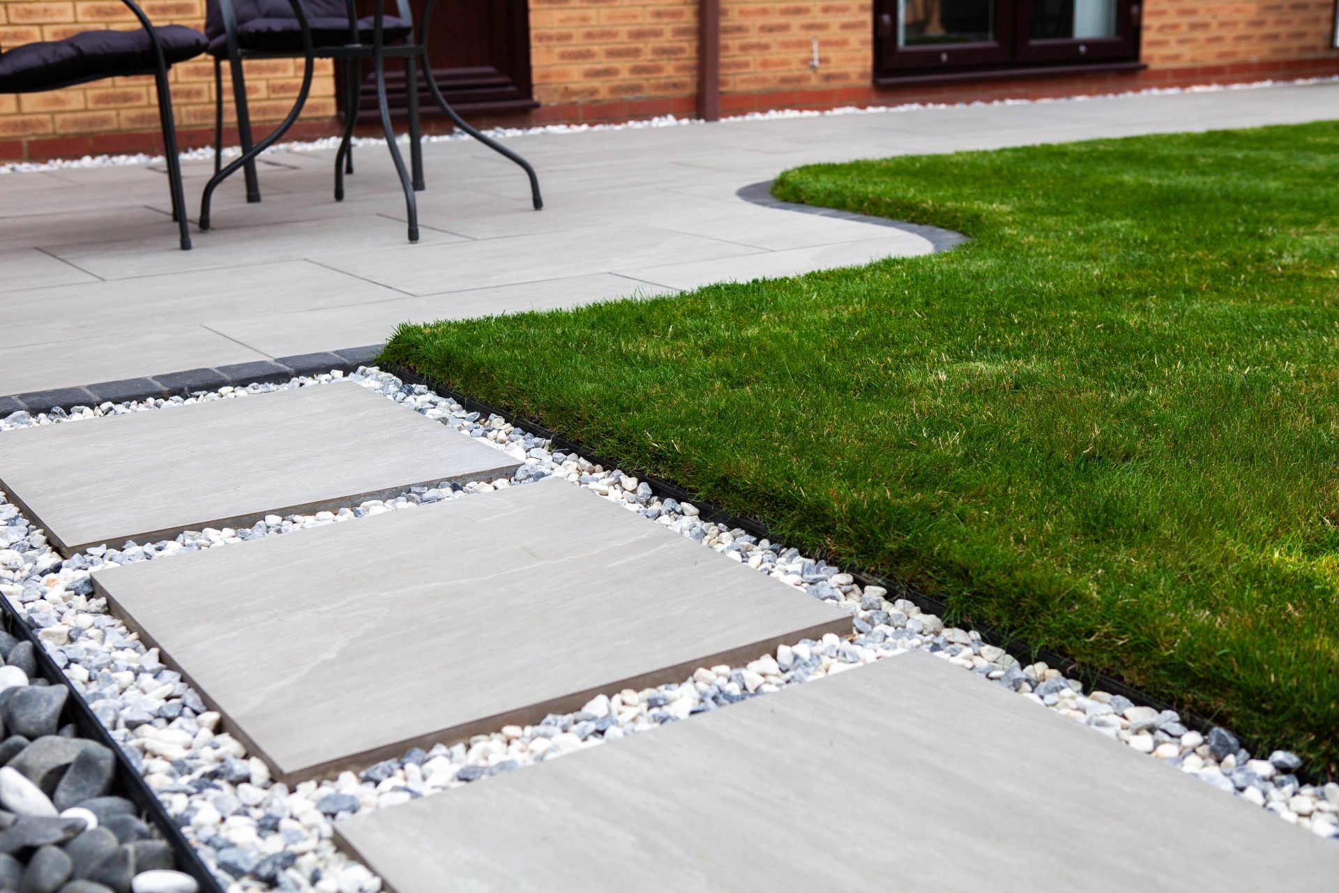 Hertfordshiredrivesandlandscapes Luton Nj in the finished Three Patios & Central Lawn garden in Luton.