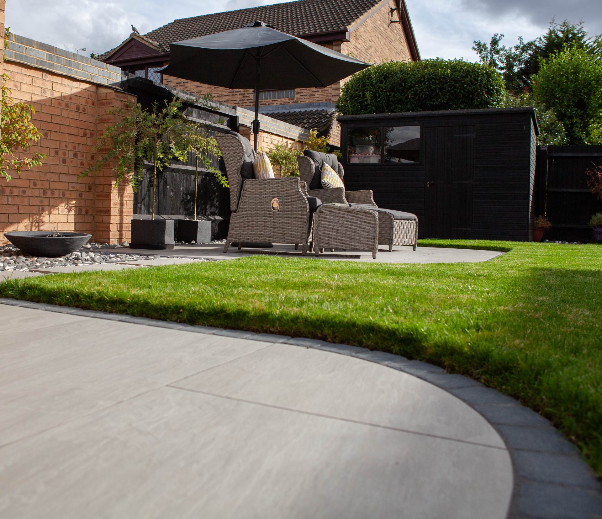 Hertfordshiredrivesandlandscapes Luton Nj in the finished Three Patios & Central Lawn garden in Luton.